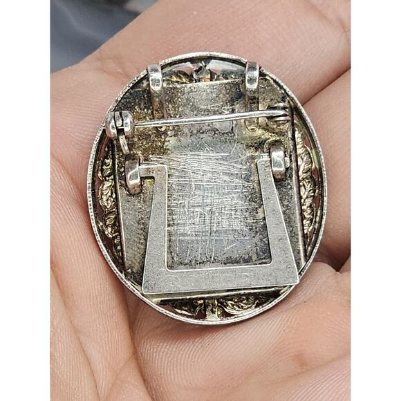 10K - Diamond - 925 Sterling Silver Brooch Pendant-Stand-Locket Love Photo Frame - Picture 4 of 10